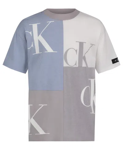 Calvin Klein Kids' Big Boys Block Party Short Sleeve Tee In Eventide Heather