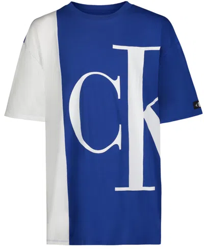 Calvin Klein Kids' Big Boys Captured Short Sleeve T-shirt In Surf The Web