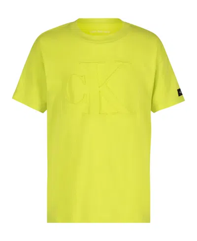 Calvin Klein Kids' Big Boys Embossed Ck Short Sleeve Tee In Limeade