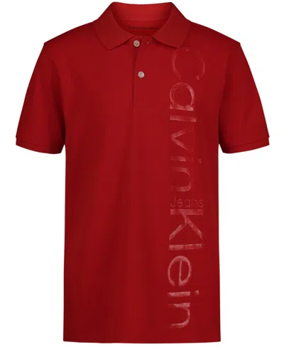 Calvin Klein Kids' Big Boys Ghost Graphic Polo Shirt In Fiery Red