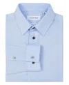Calvin Klein Big Boys Husky Solid Stretch Poplin Shirt In Ice Bay