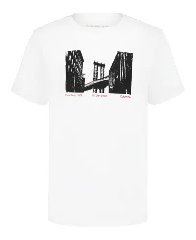 Calvin Klein Kids' Big Boys Manhattan Bridge Short Sleeve T-shirt In White