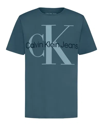 Calvin Klein Kids' Big Boys Monogram Logo Short Sleeve T-shirt In Green