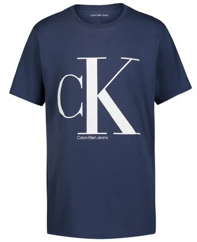 Calvin Klein Kids' Big Boys Monologo Graphic T-shirt In Dark Denim