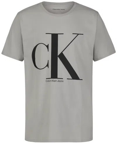 Calvin Klein Kids' Big Boys Monologo Graphic T-shirt In Gray