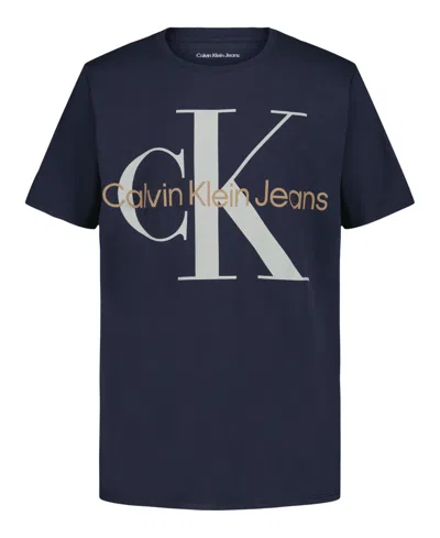 Calvin Klein Kids' Big Boys Monologo Short Sleeve T-shirt In Blue