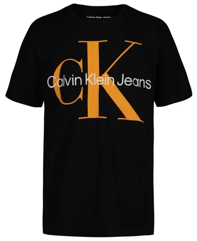 Calvin Klein Kids' Big Boys Monologo Short Sleeve T-shirt In Black