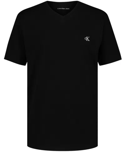 Calvin Klein Kids' Big Boys Monologo V-neck T-shirt In Black