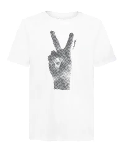 Calvin Klein Kids' Big Boys Peace Short Sleeve T-shirt In White