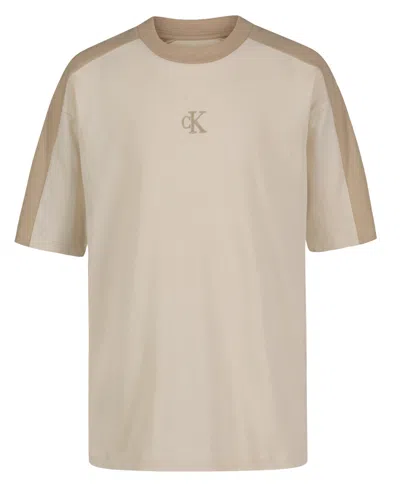 Calvin Klein Kids' Big Boys Short Sleeve T-shirt In Oatmeal