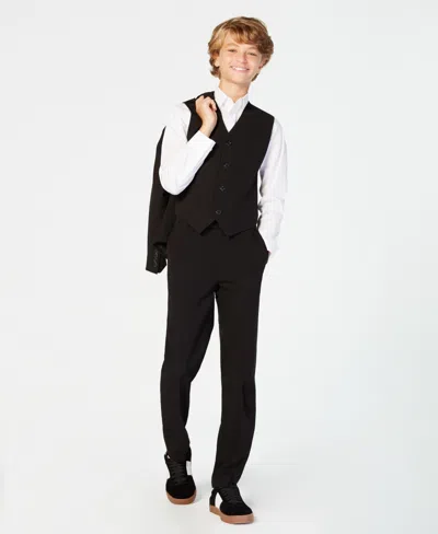 Calvin Klein Kids' Big Boys Slim Fit Stretch Suit Pants In Black