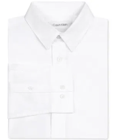 CALVIN KLEIN BIG BOYS SLIM FIT SOLID STRETCH POPLIN DRESS SHIRT