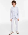 Calvin Klein Big Boys Stretch Ocean Sharkskin Jacket In Light Blue