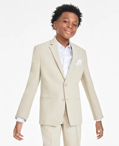 Calvin Klein Kids' Big Boys Slim-fit Stretch Performance Suit Jacket In Khaki