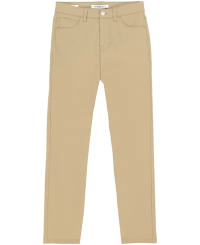 Calvin Klein Kids' Big Boys Slim Flex 5 Pocket Pant In Greige