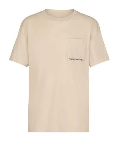 Calvin Klein Kids' Big Boys Square Pocket Short Sleeve Tee In Oatmeal