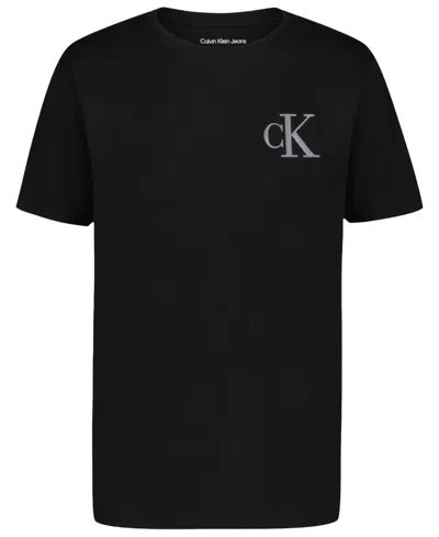Calvin Klein Kids' Big Boys Stacked Logos Short Sleeve T-shirt In Black