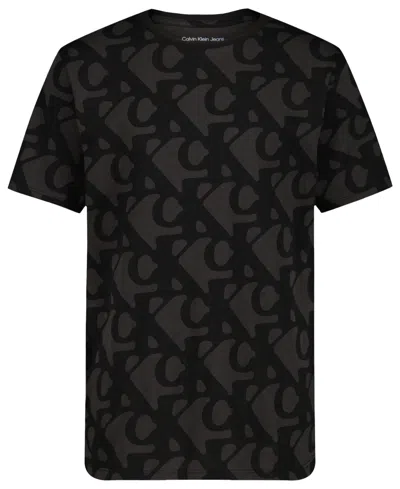 Calvin Klein Kids' Big Boys Stacked Short Sleeve T-shirt In Black