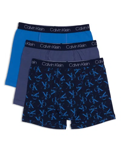 Calvin Klein Kids' Big Boys Stretch Boxer Brief, Pack Of 3 In Blue  Fractal