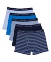 Calvin Klein Big Boys Stretch Boxer Brief, Pack Of 5 In Indigo Stripes