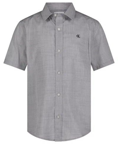Calvin Klein Kids' Big Boys Textured Shirt In Hemisphere Blue