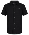 Calvin Klein Big Boys Variegated Dobby Shirt In Black