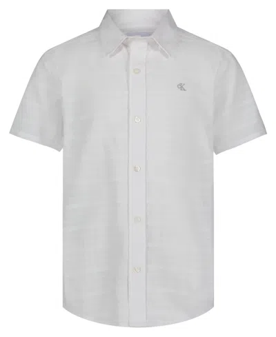 Calvin Klein Kids' Big Boys Variegated Dobby Shirt In White