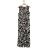Calvin Klein Big Flowers Smocked Jumpsuit In Gray