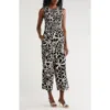 Calvin Klein Big Flowers Smocked Jumpsuit In Black