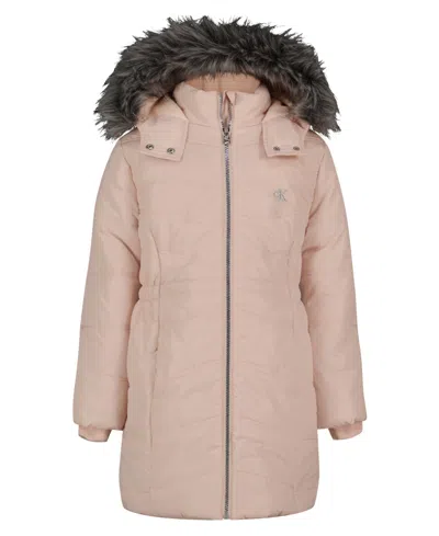 Calvin Klein Kids' Big Girls Aerial Jacket In Brown