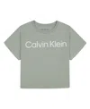 Calvin Klein Big Girls Applique Boxy Short Sleeve T-shirt In Green