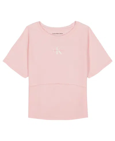Calvin Klein Kids' Big Girls Fitted Baby Short Sleeve T-shirt In Pink