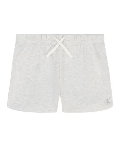 Calvin Klein Kids' Big Girls Fleece Raw Edge Shorts In Gray