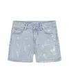 Calvin Klein Big Girls Foil Printed Denim Shorts In Cirrus Shine