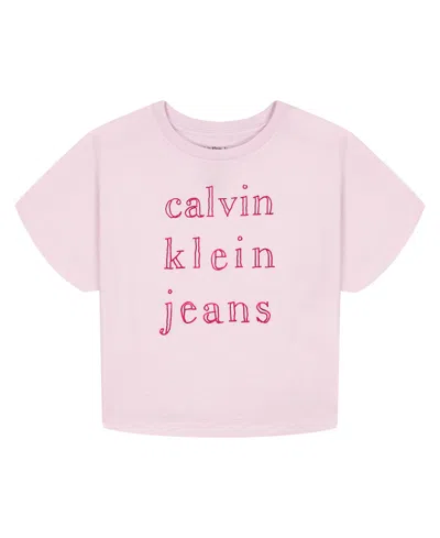 Calvin Klein Kids' Big Girls Foil Short Sleeve T-shirt In Pink