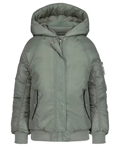 Calvin Klein Kids' Big Girls Hood Bomber Jacket In Green