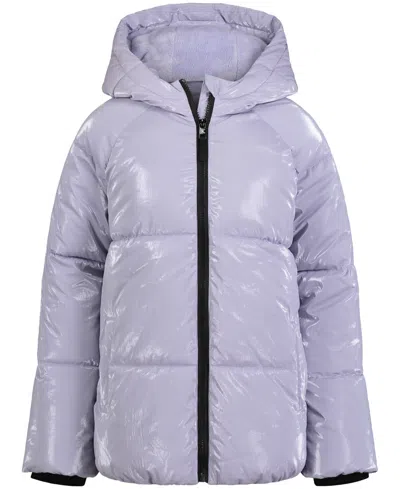 Calvin Klein Kids' Big Girls Liquid Shine Puffer Jacket In Cosmic Sky