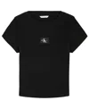 Calvin Klein Big Girls Monogram Patch Rib T-shirt In Black
