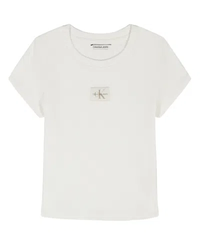 Calvin Klein Kids' Big Girls Monogram Patch Rib T-shirt In Gold