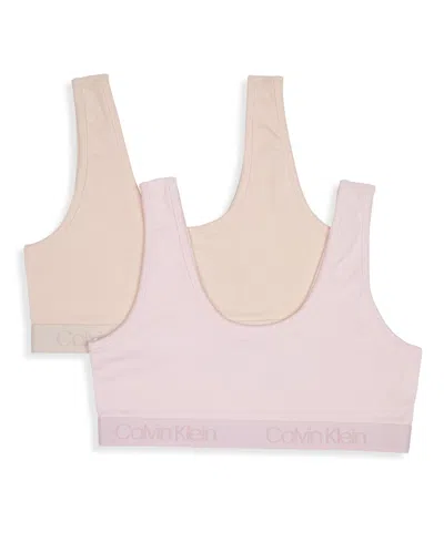 Calvin Klein Kids' Big Girls Scoop Neck Bralette, Pack Of 2 In Crystal Pink