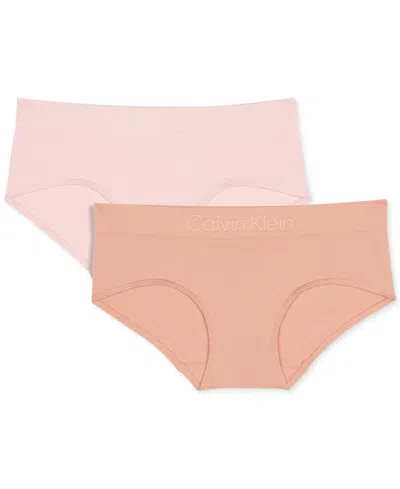 Calvin Klein Kids' Big Girls Seamless Embossed Hipster Underwear, Pack Of 2 In Pink