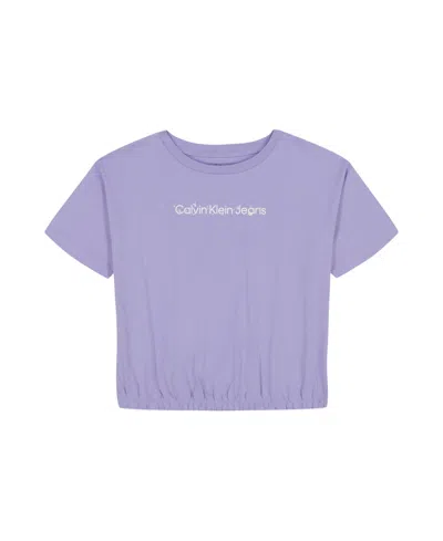 Calvin Klein Kids' Big Girls Short Sleeve T-shirt In Sweet Lavender