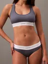 Calvin Klein Ribbed Texture Racerback Bikini With Elastic Waistband In Gray