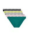 Calvin Klein Assorted 5-pack Logo Bikinis In Black/grey Heather/buff Pink/lively Teal