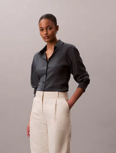 Calvin Klein Biloxi Blues Woven Back Shirt In Black