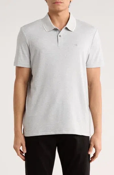 Calvin Klein Birdseye Heather Interlock Polo In Gray