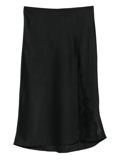 Calvin Klein Satin Skirt In Black