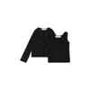 Calvin Klein Black Cardigan Set For Girl With Monogram In Black