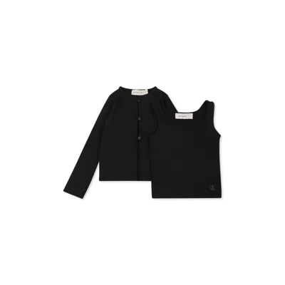 Calvin Klein Kids' Black Cardigan Set For Girl With Monogram