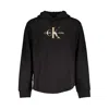 Calvin Klein Sleek Black Cotton-blend Hooded Sweatshirt In Black